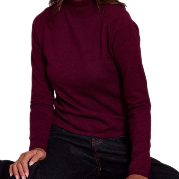 L Joseph A. Wine Red Burgundy Women’s Long Sleeve Winter Turtleneck Shirt Top - Picture 5 of 10